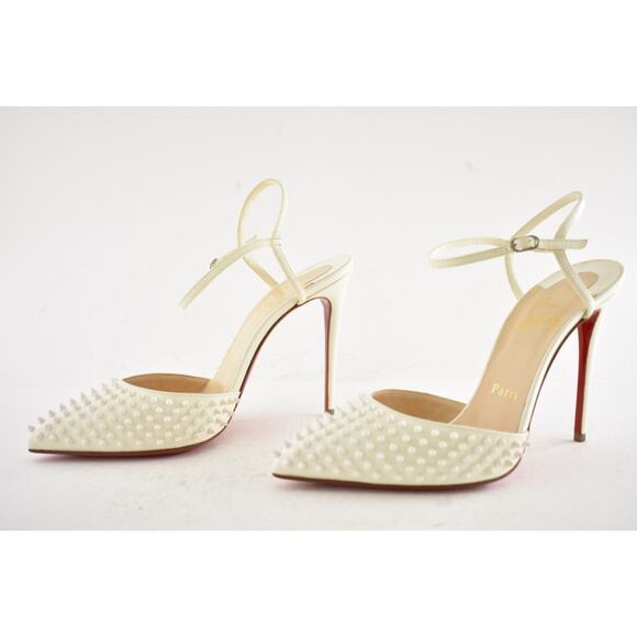 Christian Louboutin Baila Spike 100 Neige White Slingback Strap Heel Pump 36.5 - Picture 9 of 12